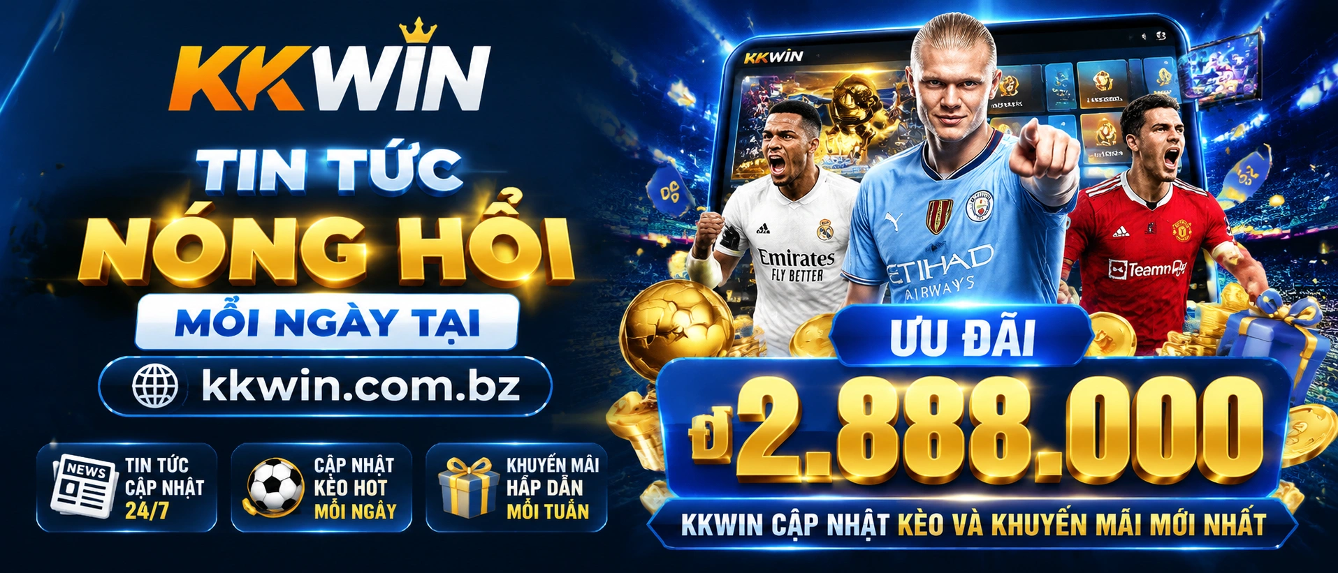 Giao diện tin tức kkwin với các thẻ cập nhật và nhãn chuyên mục